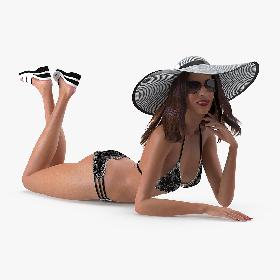 3D Bikini Girl Lying Pose model
